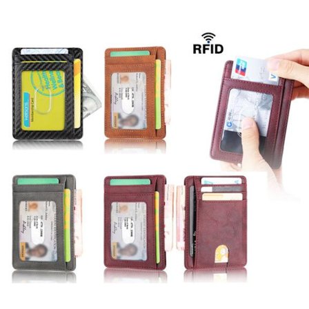 Supertynd RFID Pung - 7 kortpladser + seddellomme Sort