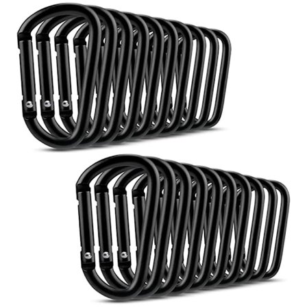 20 st Små Karbinhakar, Multifunktionella D-Ring Klämmor i Aluminium