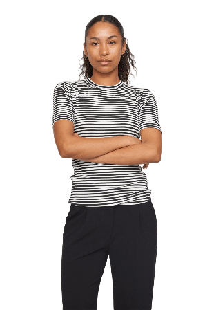 Soft Rebels Srfenja Stripe Ss Top - Black Blusar Dam Svart XS