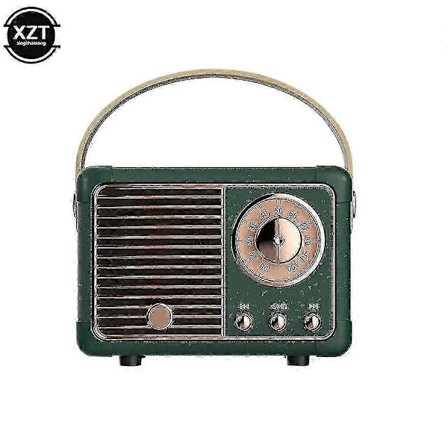 Retro Bärbar Bluetooth-högtalare med USB-gränssnitt Vintage FM-radio Musikspelare