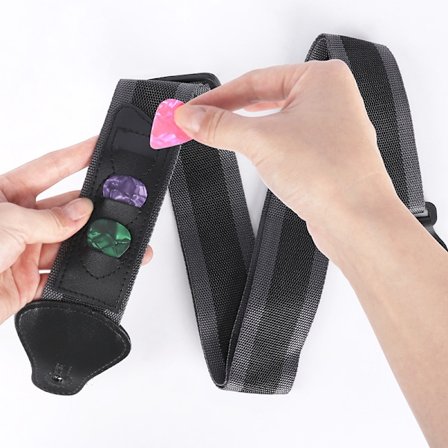 Indsættelig Pick Guitarrem (Grå Sort, Uden Pick), Blød og