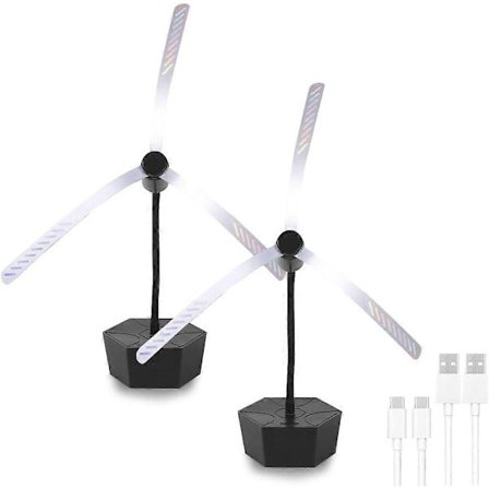 2 STK. Fluevifter til borde, genopladelige, flueafvisende vifte med bløde blade, bærbare insektvifter til picnic, grill, camping, restauranter