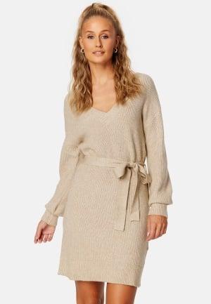 VILA Ril V-Neck L/S Belt Knit Dress L Hverdagskjoler Dam