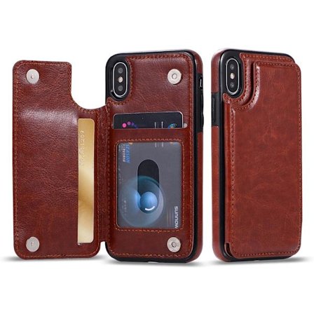 QU-Ultratankt flip wallet kortholder mobiltelefoncover kompatibelt med iPhone 12 pro max Xs max Xr X 13 mini kreditkort slot læderetui
