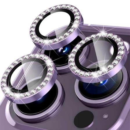 iPhone 14 Pro/Pro Max Kamerabeskyttelse Bling Diamond Lilla lilla