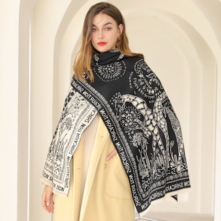 Nasjonal stil svart skjerf for kvinner om vinteren, ny stil kasjmir