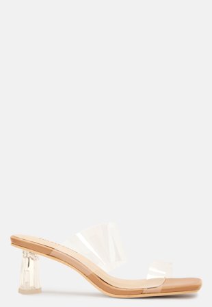 BUBBLEROOM Adella Vinyl Heeled Sandal Beige / Transparent Sko