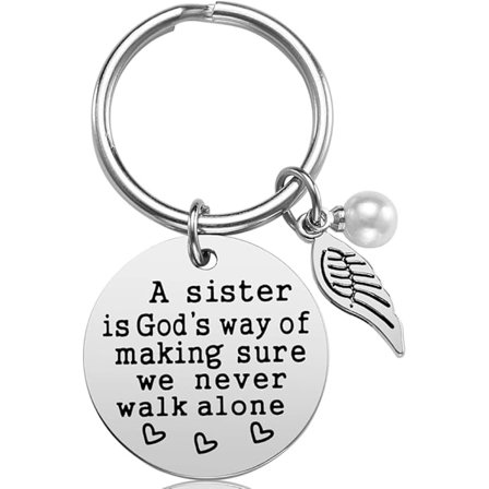 Søstergave - En søster er Guds måde at sikre, at vi aldrig går alene Søster nøglering Julegave fødselsdagsgaver til søstre fra søster