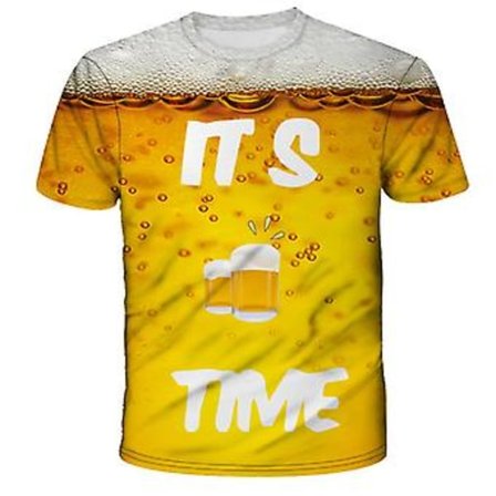 Herr T-shirt med öl-tryck, kortärmad - Rolig avslappnad kortärmad tryckt T-shirt xxs-5xl)(XXXL 3)