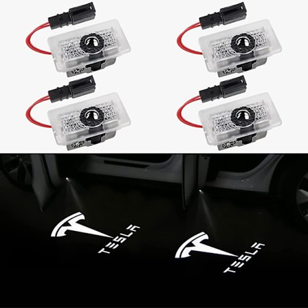 Tesla bildørlys projektor for modell 3, modell Y, modell S, modell X - 4 stk/pakke [db]