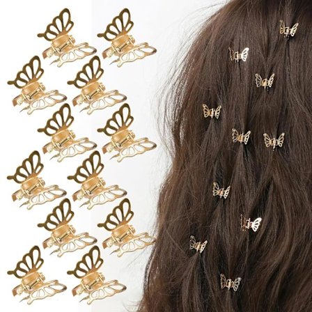 20 st Hårspännen för Kvinnor Små Metall Ihåliga Fjärilar Starkt Grepp Käkspännen Mini Hårspännen Guld Färger Håraccessoarer