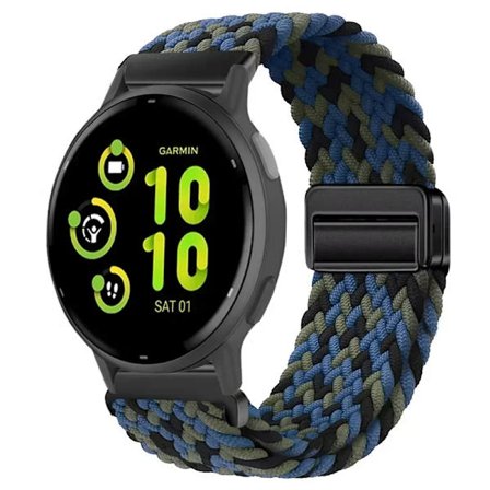 20/22 mm nylonarmband för Garmin Forerunner 55 165 265 965 255 magnetiskt flätat andningsbart band för Garmin Active 5/Venu 3 Correa