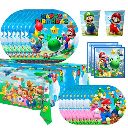Födelsedagsdekoration Mario Bordsartiklar, Mario Bros Födelsedagsdekoration för Barn 141 delar, Bordsdekoration