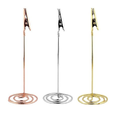12 st bordsnummerhållare Namnplatshållare Memo Clip Holder Stand Note Holder(Guld)