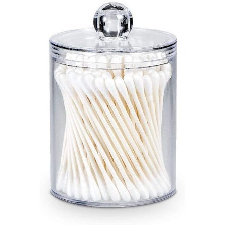 Akryl bomuldsvatpind opbevaring bomuldspude dispenser make up organizer med låg,