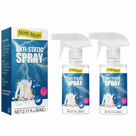 2 stk. NY Antistatisk Spray Ikke-farlig Antistatisk Spray Sikkerhetsstatisk Fjerner For Klær Hår 60ml