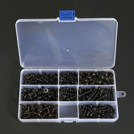 340 kpl Musta Itseporaavia Peltiruuveja, Ruostumaton Hiili