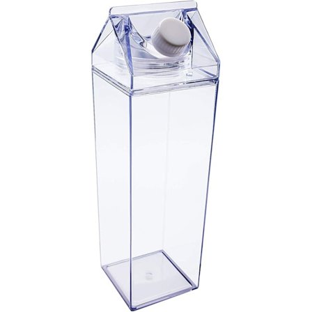 Firkant mælkeflaske (gennemsigtig / 1000 ml) klar lækagesikker plast