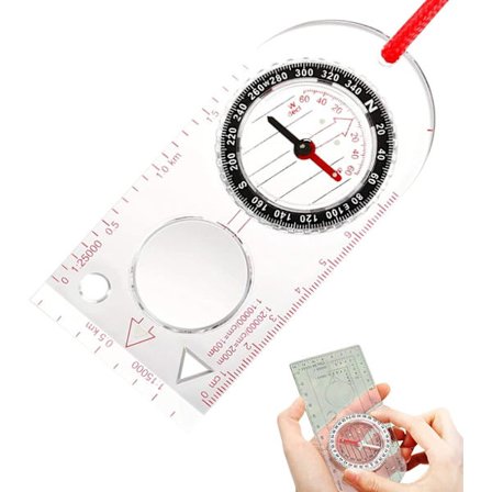 Navigointi, karttaviivain, vaelluskompassi lukemiseen, säädettävä