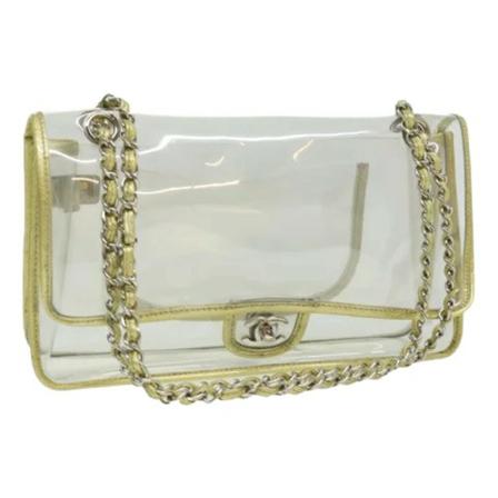 Chanel Vintage, Pre-owned Vinyl chanel-bags Wit, Dames, Maat:ONE Size,leer