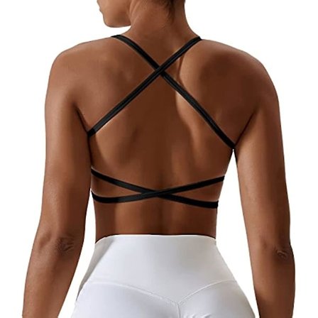 Sport-BH för kvinnor, sexig bustier, vadderad push-up-BH, korsryggs-sport-BH, utan bygel, för yoga, gym