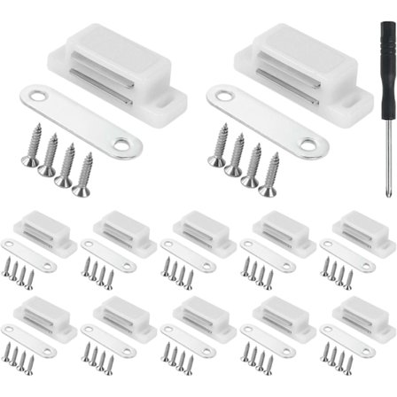 Magnetlås til skabsdør, 12 styk kraftige magnetiske skabslåse med skruer, stærke magnetiske dørlåse til køkken, garderobe