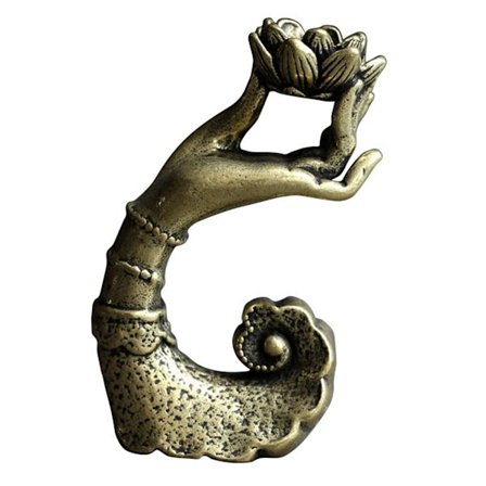 Antikk Kobber Buddha Hånd Lotus Base Røkelsesholder Røkelseskar Figur Messing Røkelsesbrenner Håndverk Skrivebords Ornamenter Gaver