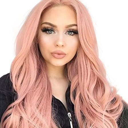 Lange Rosa Parykker For Kvinner Krøllete Bølgete Full Parykk Midt Skille Parykker Naturlig Utseende Med Lange Pannelugg Parykk Forlengelser For Daglig