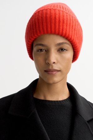 Soft Goat - Ribbed beanie - Kaschmirmütze - One Size - Tangerine