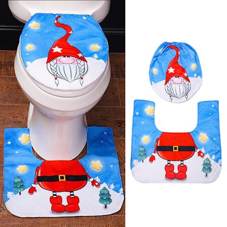 Toalettlock + Toalettmatta (Blå) Julmatta Bad