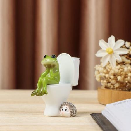 3,3 Tommer Frø Figur Fairy Garden Dyrestatue Badende Have Tåge i Vhermosa