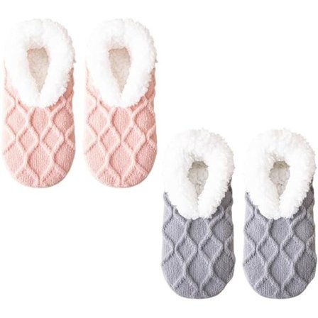 Termosokker for kvinner - Fleecefôret - Sklisikker bunn - Elastisk mansjett