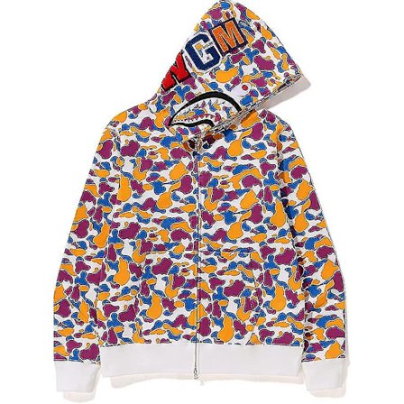 Shark Ape Bape Hoodie Camo Print Polyestertröja Casual Loose Zip Hoodie Jacka För Herr Dam