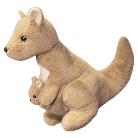 Myk kenguru plysjleketøy mor og barn for dekorasjon Khaki kosedyr [YJD]