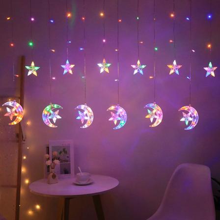 LED All Star Lysstreng Stjerne Måne Gardinlys Romdekorasjon Lysstreng Utendørs Camping Atmosfære Vanntett Lys (farge)