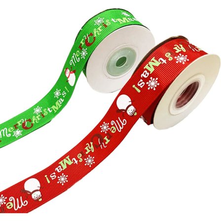 Röd grön julband, 20 meter snögubbe snöflinga god jul