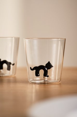 Jotex - Glass 2-pakke Transparent/svart - CAT - Kjøp Drikkeglass hos Jotex