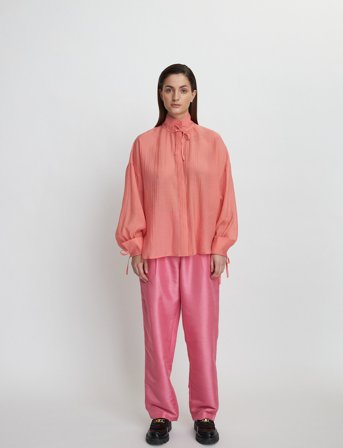 Stella Nova Volume Shirt With Tiebow - Pink - 36