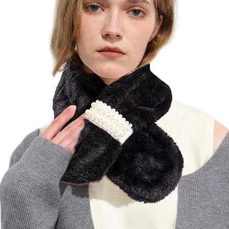 Skjerf Dame, Hårete Skjerf, Dameskjerf, Vinter Varmt Dameskjerf, Fluffy, Vindtett, Varmt, Kuldebestandig, 81x14cm, Svart