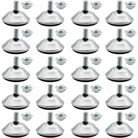20 Stk Møbelben M8 x 30mm Nivelleringsfot Møbelføtter Justeringsbeskytter med M8 Klomutter