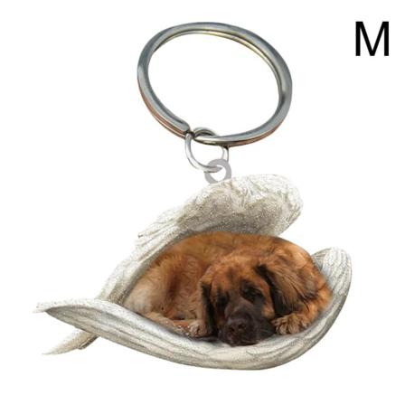 Söt Sovande Hund Ängel Akryl Nyckelring Showcase Hängande Keycha