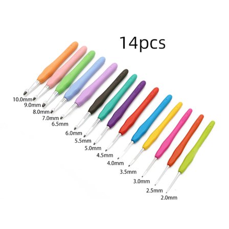 Stickning & Virkning Set - 14 delar - Virknålar Kit med Mjukt Gummi