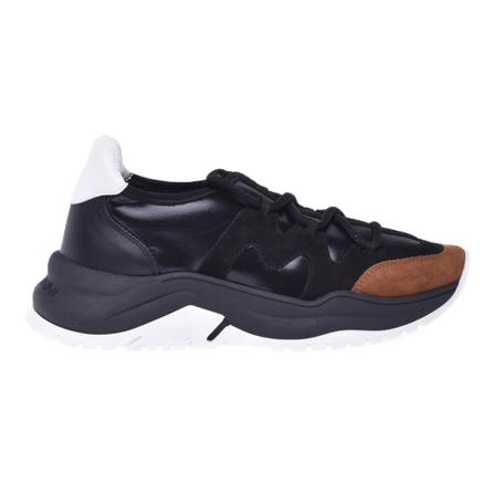 Baldinini Low-top trainers in tan suede and black fabric Sort, Dame, Størrelse: 40 EU