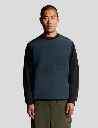 Lyle & Scott Half Raglan Hybrid Sweatshirt - Navy - M