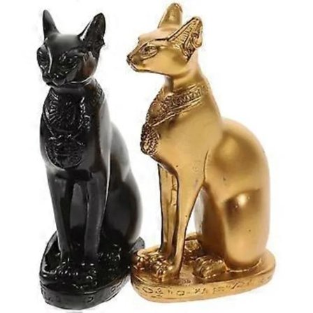 2 st Antik Egyptisk Kattstaty Ornament Skrivbord Harts Katt Figurin Egyptisk Katt Heminredning