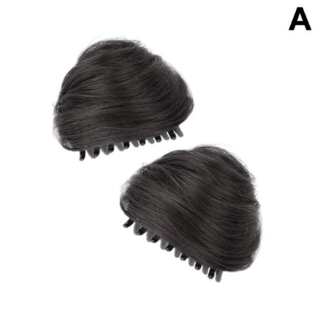 TG 2-pack/ set Kattöron Boll Chignon Peruk Hårclips Syntet Katt svart One-size