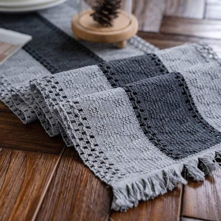 Makramé Bordslöpare Vävda Rustika Bordslöpare Bomull Linne Boho Stil Bordslöpare med Tofsar för Matbord (30x180cm)