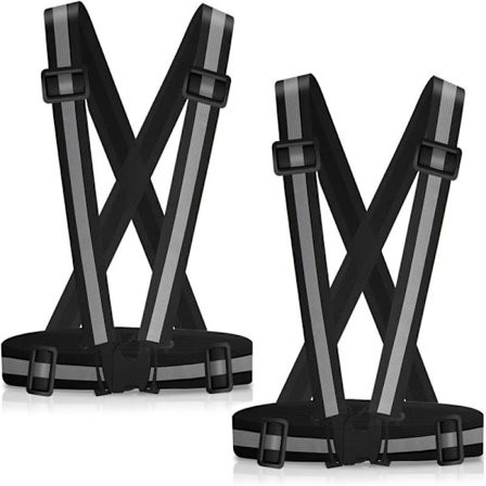 2-pack reflective vest/harness for running and cycling - black