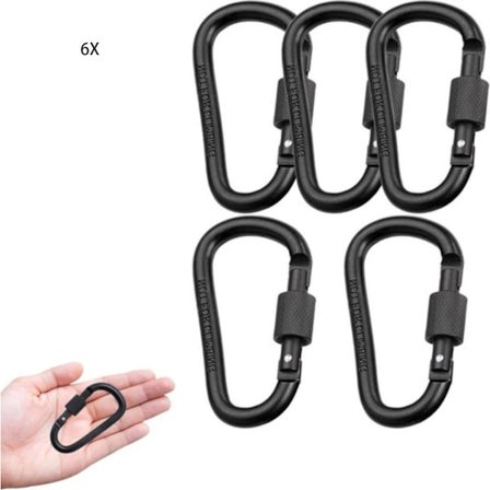 ING 5 stk. kraftig karabinhage aluminium karabinhage D karabinhager karabinhage nøglering mini karabinhager mini lille D-ring til nøgler hundesnor 