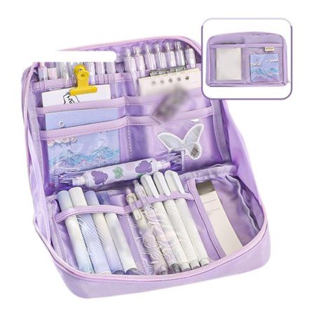 Monitoiminen penaali lokeroilla – Matkapenaali vetoketjulla ja suurella kapasiteetilla kouluun ja toimistoon